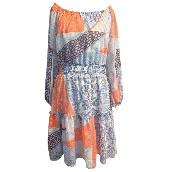 Tommy Hilfiger Dresses & Skirts - Tommy Hilfiger Blue Orange Patchwork Mini Dress Size 12